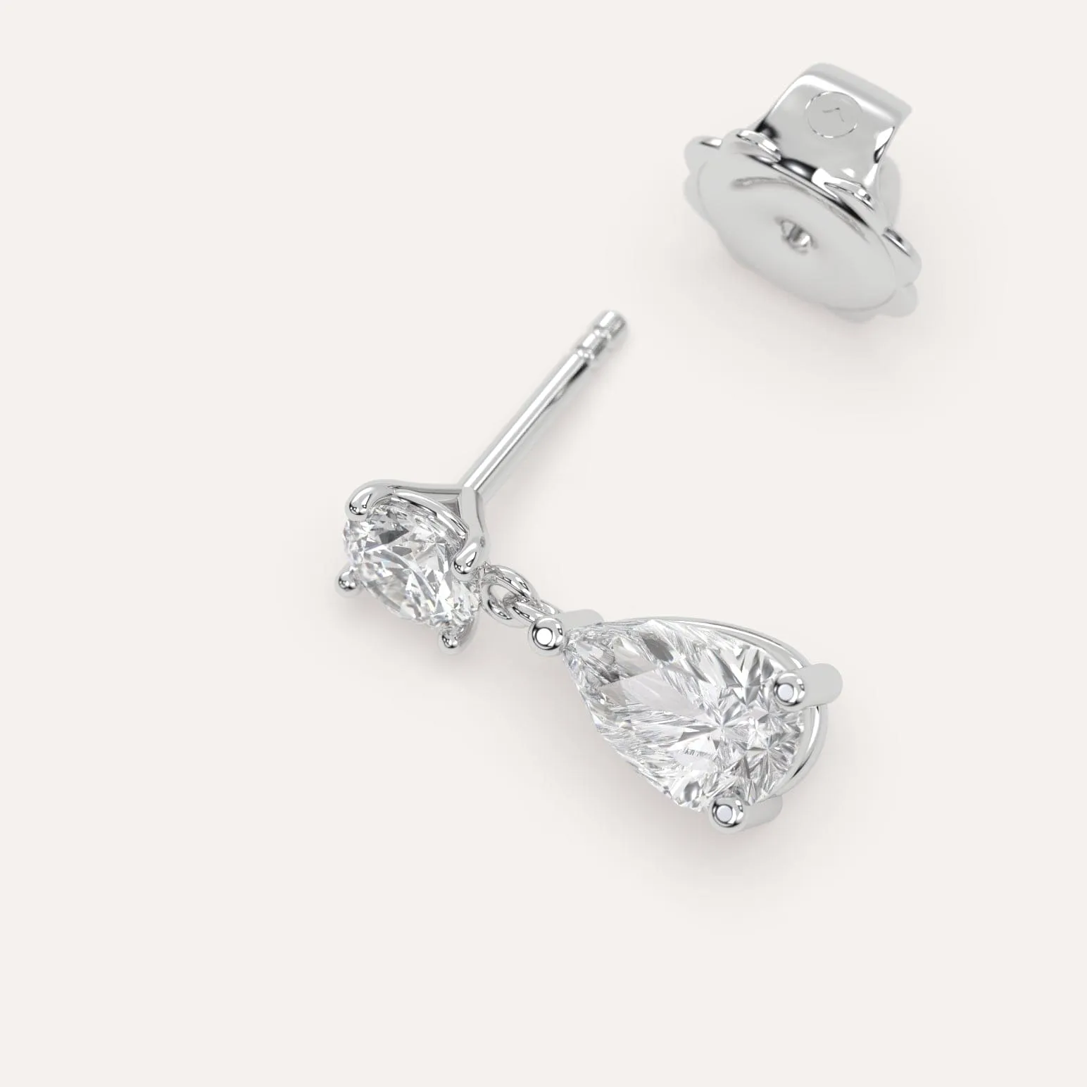 1 carat Single Pear Diamond Drop Earring