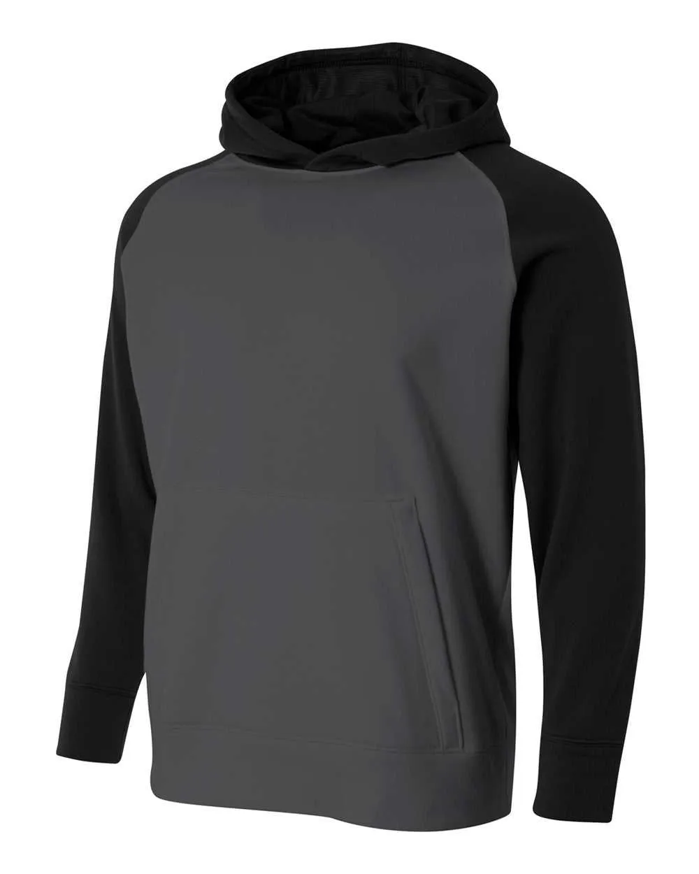 A4 NB4234 Youth Color Block Tech Fleece Hoodie - Graphite Black