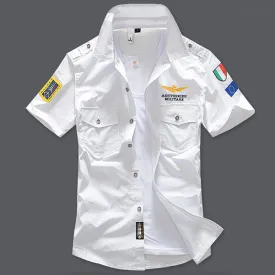 Air Force One Cotton Embroidery Slim Men's Shirt