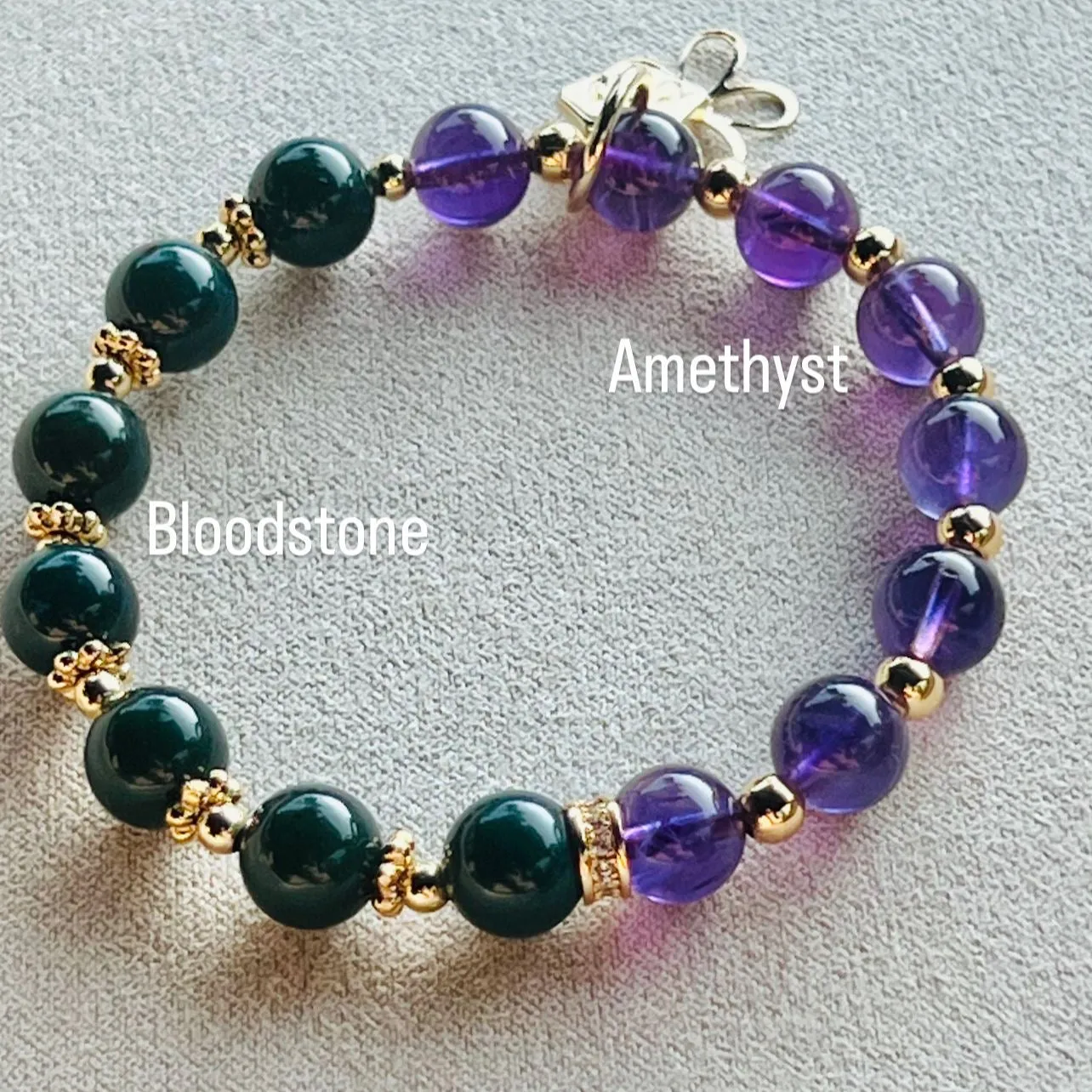 Amethyst & Green Bloodstone Baby Bracelet