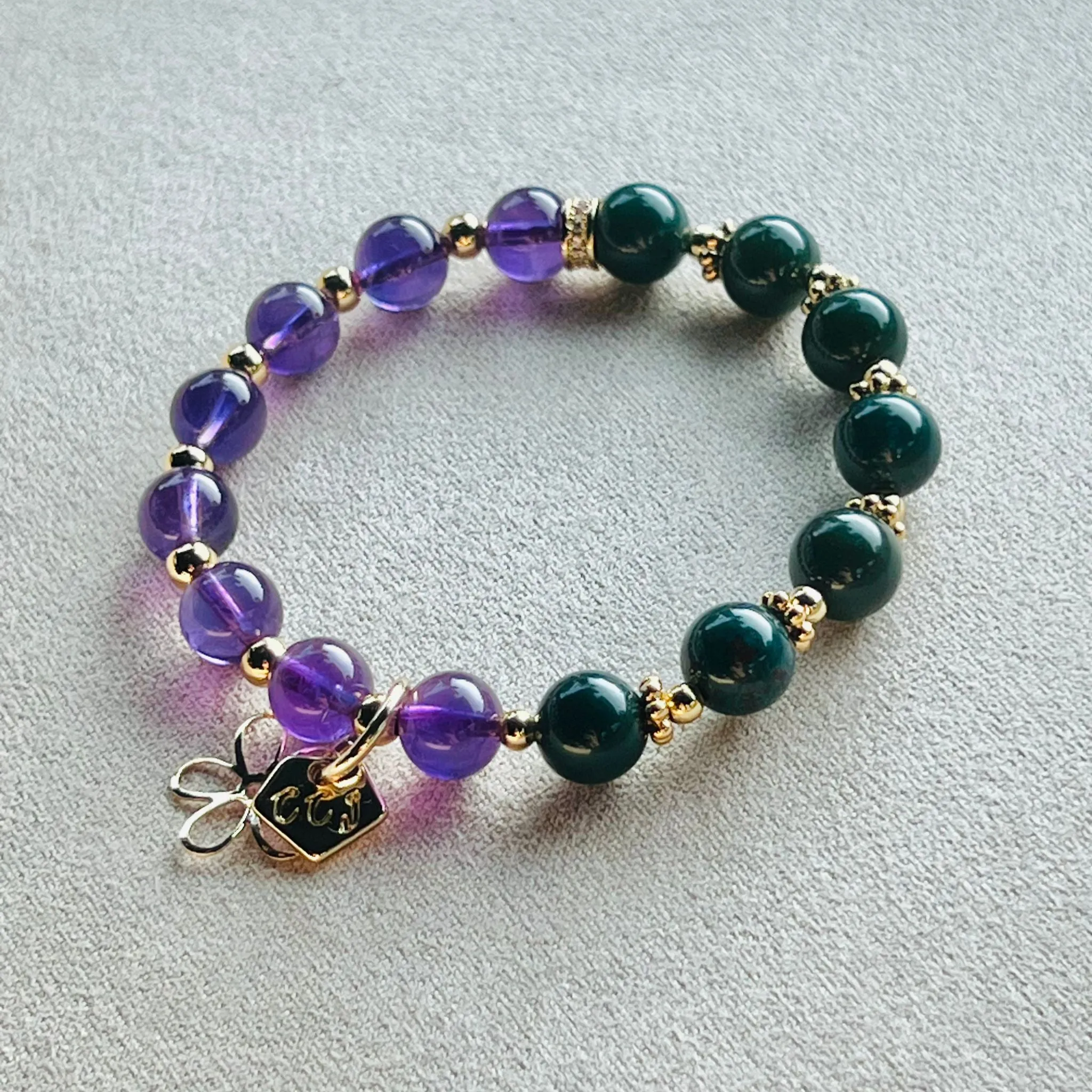 Amethyst & Green Bloodstone Baby Bracelet