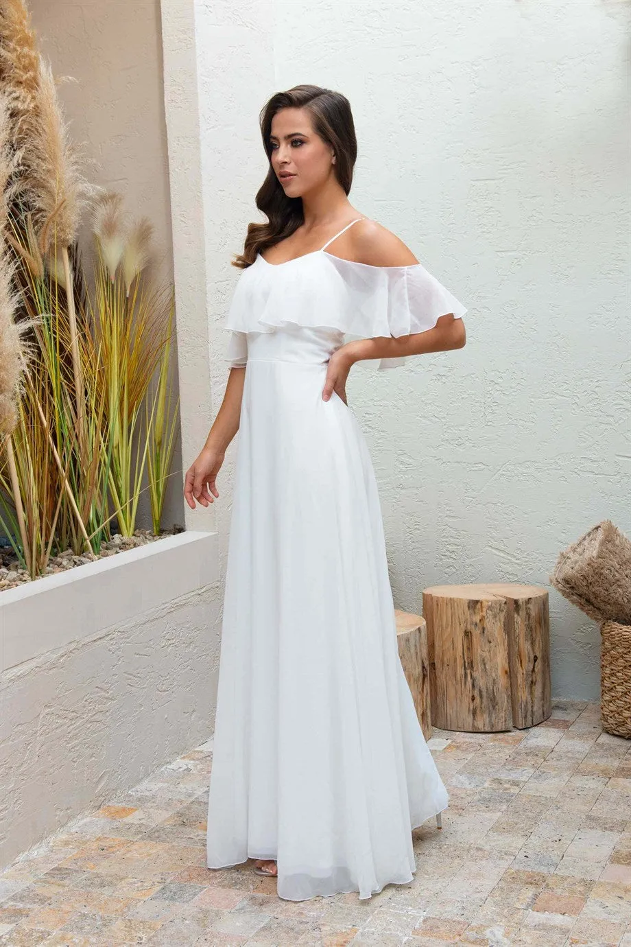 Angelino Ecru Hanger Long Wedding Dress and Outdoor Shooting Dress