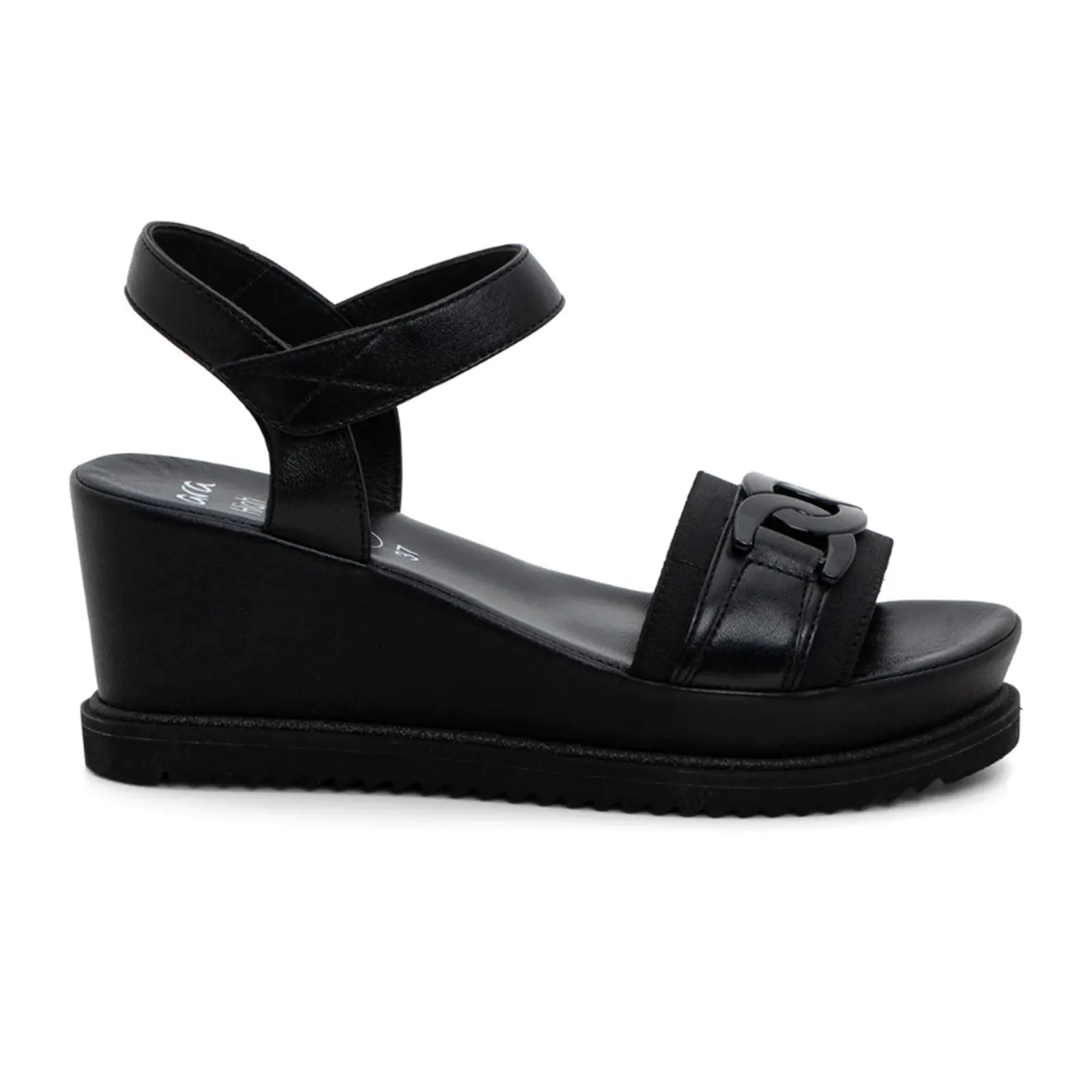 Ara Palmdale Wedge Sandal (Women) - Black Nappa Leather