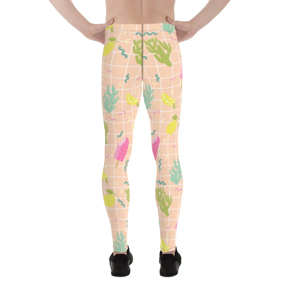 Arizona Lemon Cactus Meggings, Designer Men's Running Leggings Pants-Made in USA/MX/EU