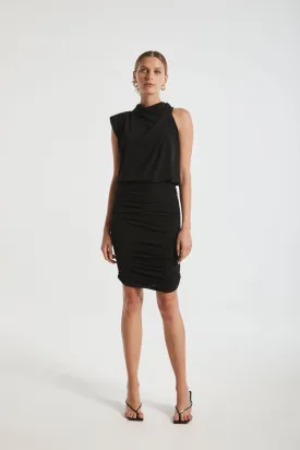 Asymmetrical Drape Neck Dress