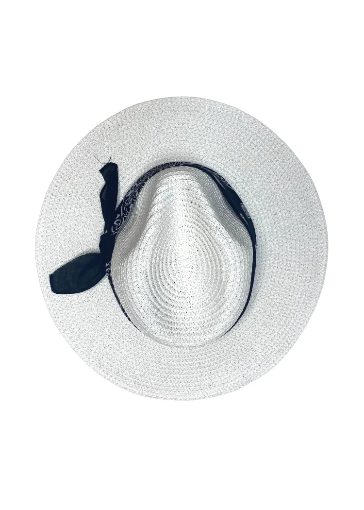 Austin Bandana Hat - White ***FINAL SALE***