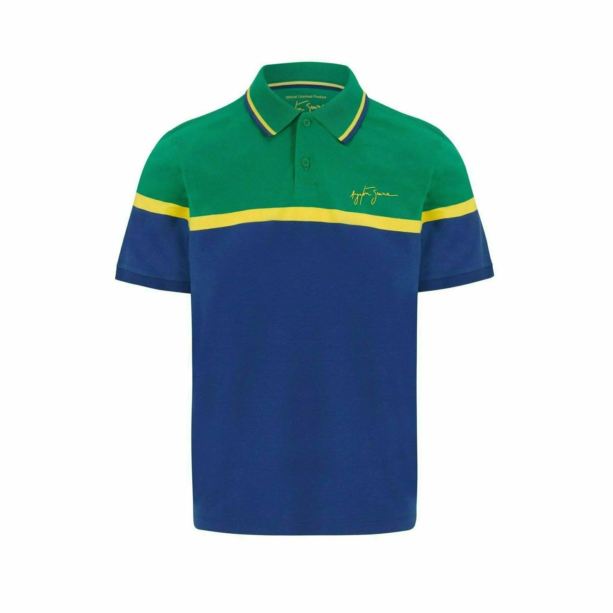 Ayrton Senna Men's Fanwear Strip Polo Shirt- Navy