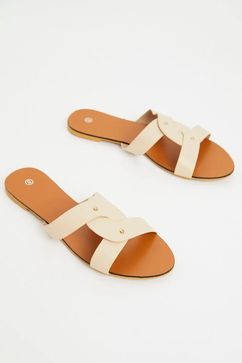 Beige Cut Out Flat Slides