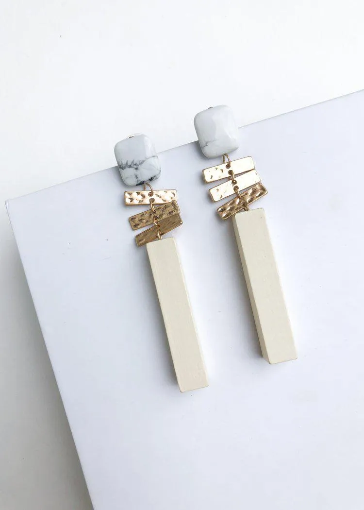 Belfast Stone and Wood Drop Earrings