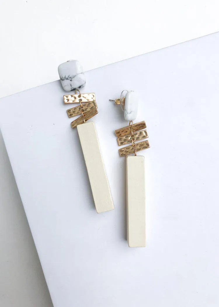 Belfast Stone and Wood Drop Earrings