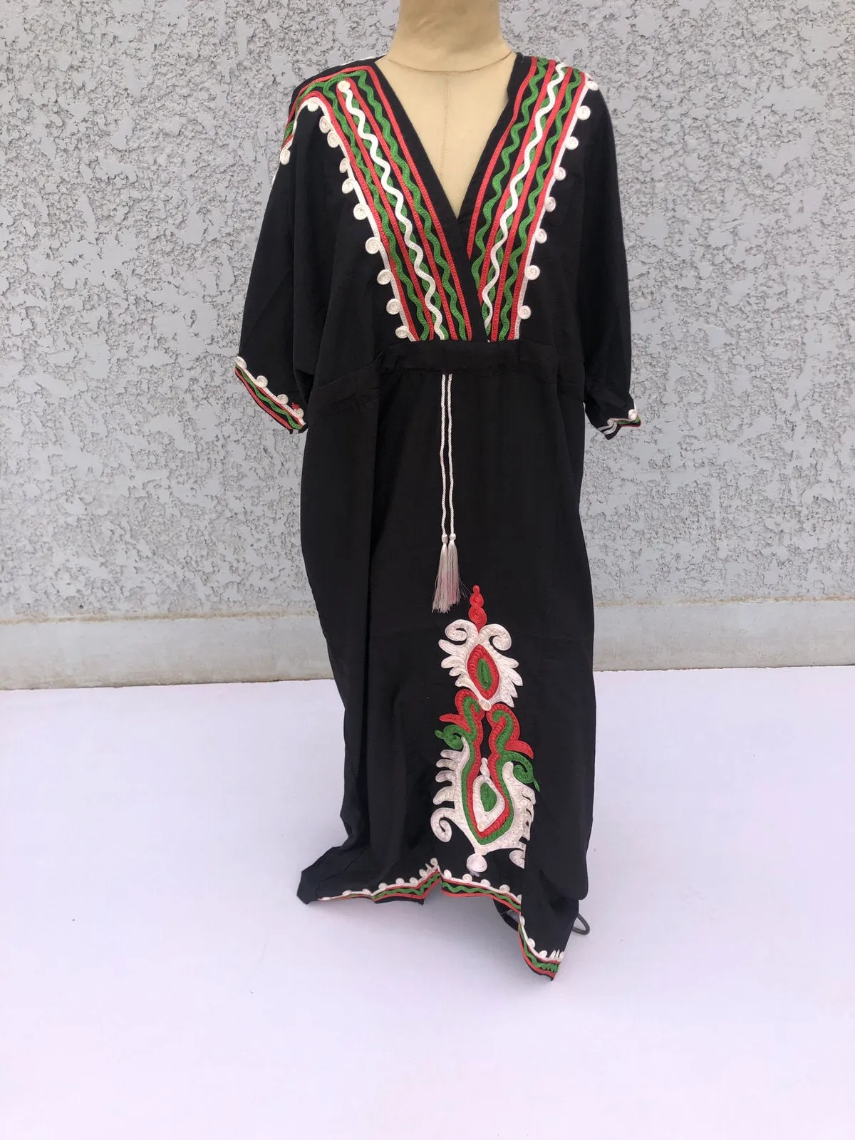 Black Hand Embroidered kaftan dress, cotton Kaftan dress, embroidered kaftan, women kaftans, caftans for women, caftans, summer kaftans