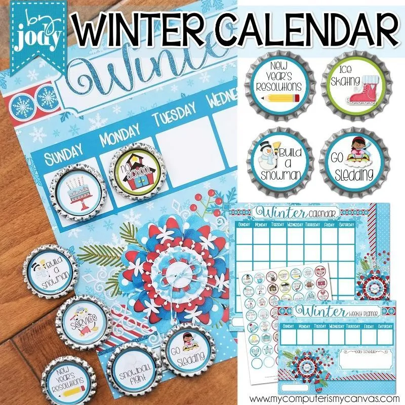 Bottle Cap Activity Calendar {ANNUAL BUNDLE} PRINTABLE