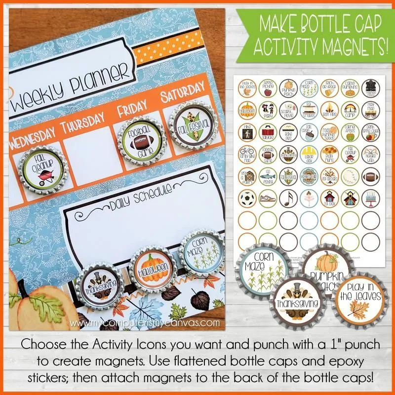 Bottle Cap Activity Calendar {ANNUAL BUNDLE} PRINTABLE