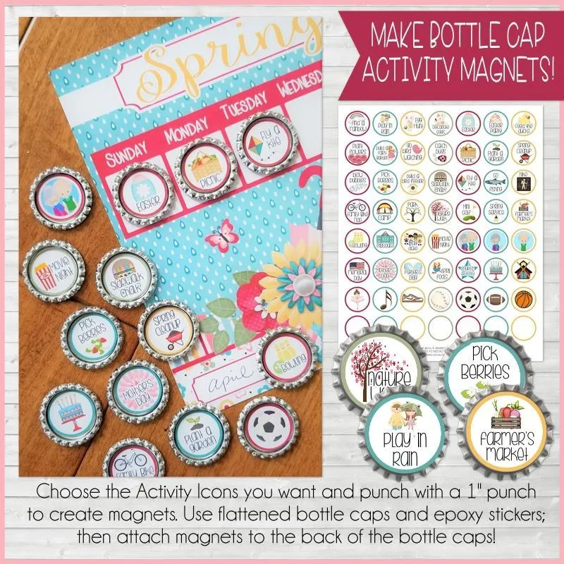 Bottle Cap Activity Calendar {ANNUAL BUNDLE} PRINTABLE