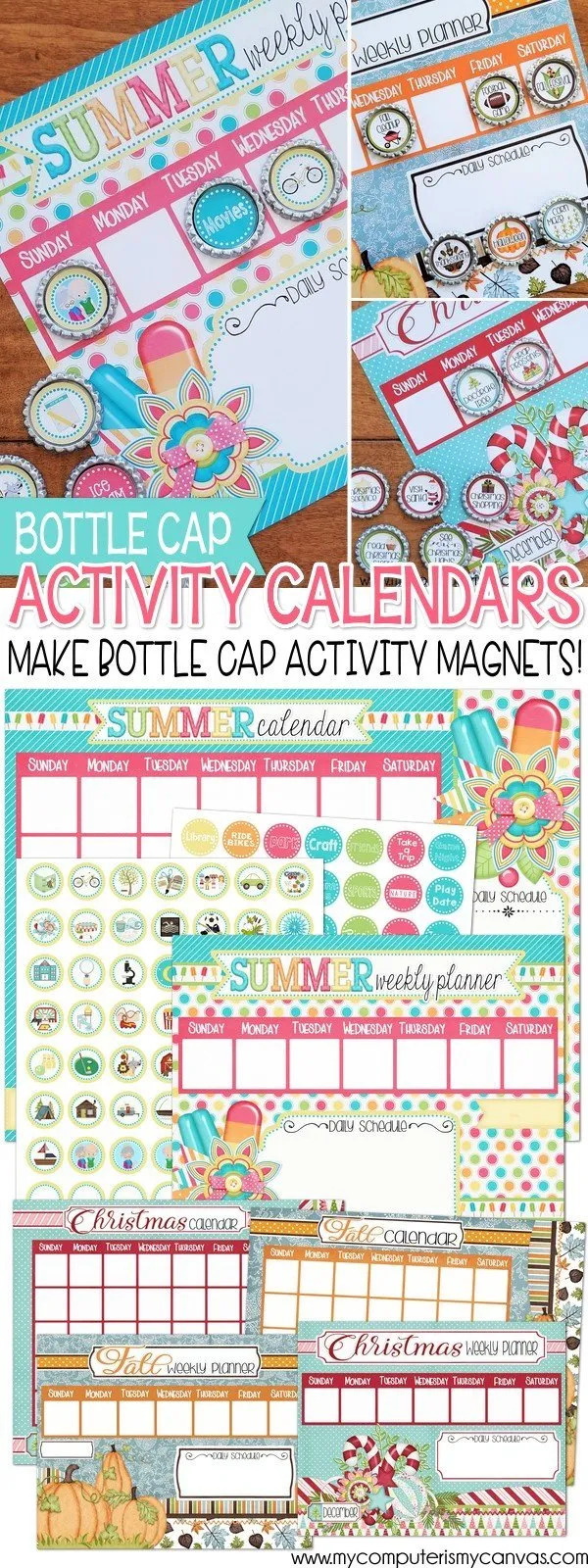 Bottle Cap Activity Calendar {ANNUAL BUNDLE} PRINTABLE