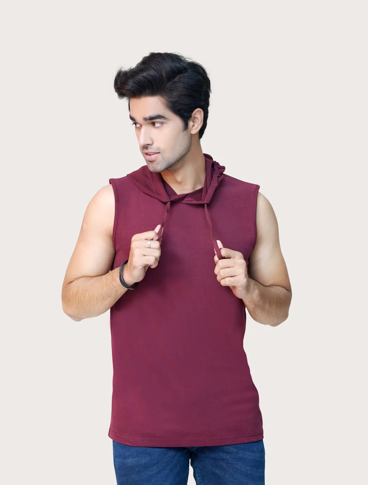 Burgundy Hooded T-shirt