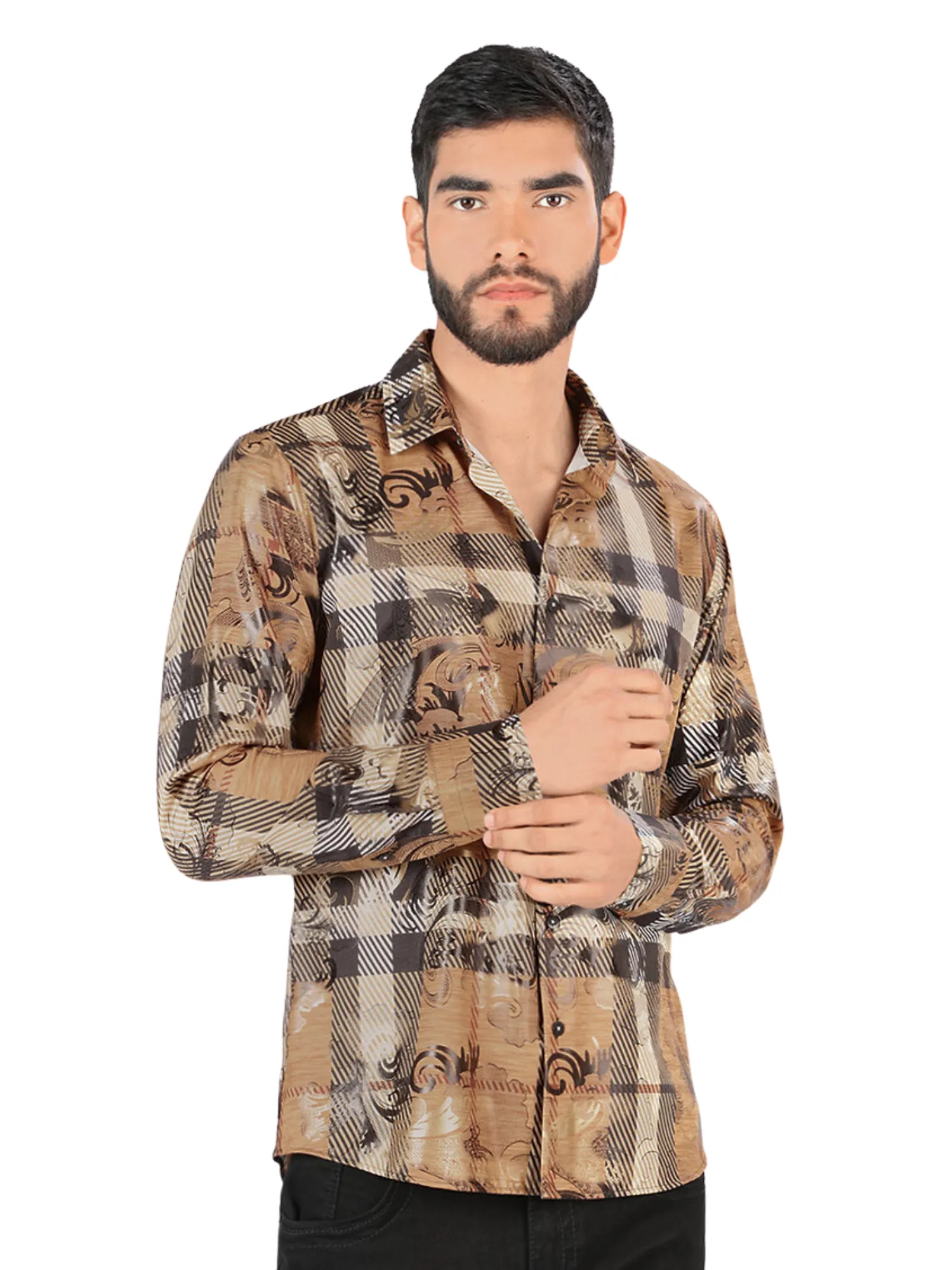 Camisa Casual Manga Larga Estampada para Hombre 'Montero' - ID: 0801