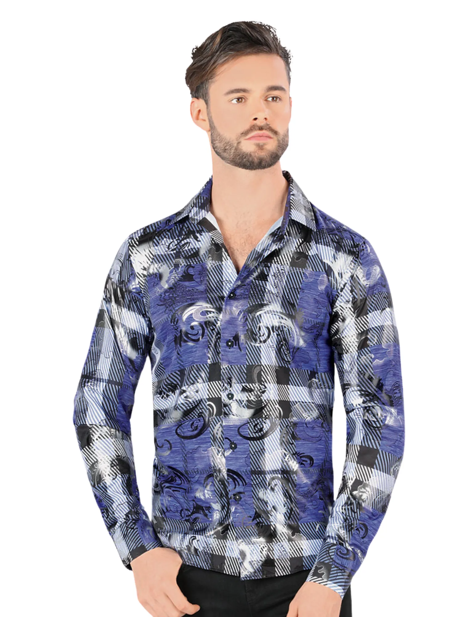 Camisa Casual Manga Larga Estampada para Hombre 'Montero' - ID: 0801