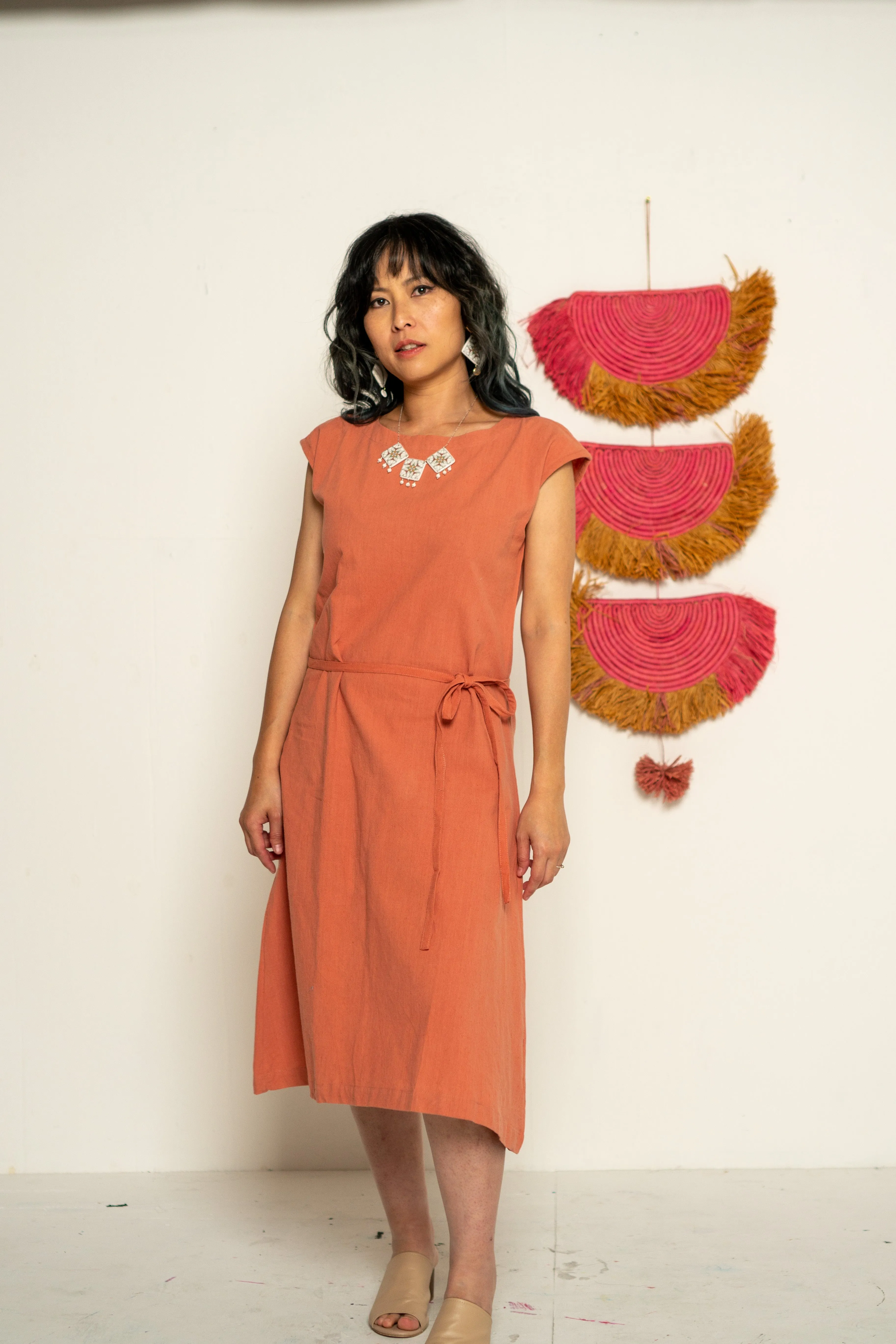 Cap Sleeve Dress - Coral (Madder)