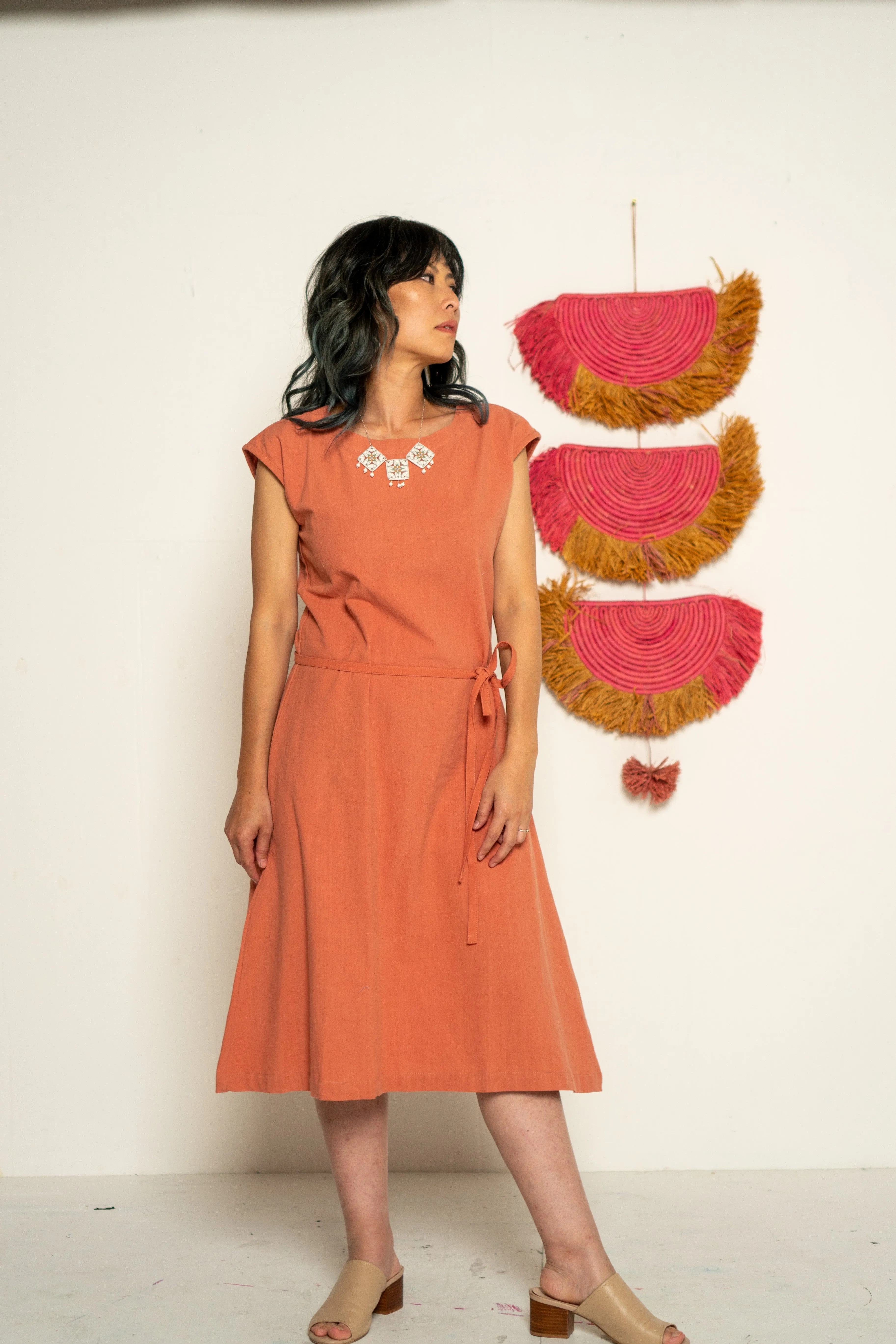 Cap Sleeve Dress - Coral (Madder)