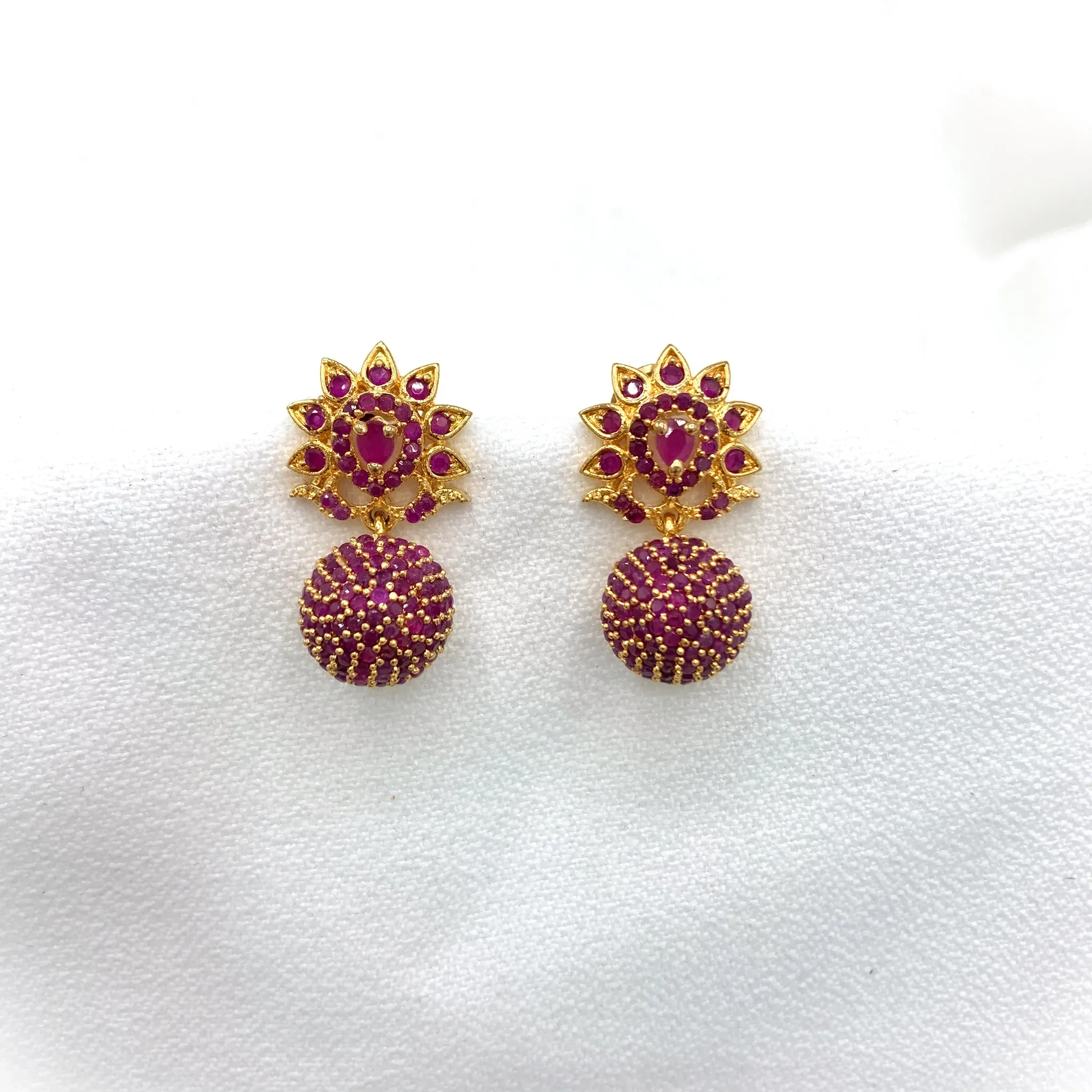 Charming Zircon (CZ) stone Ruby Red Ball kid's Earring