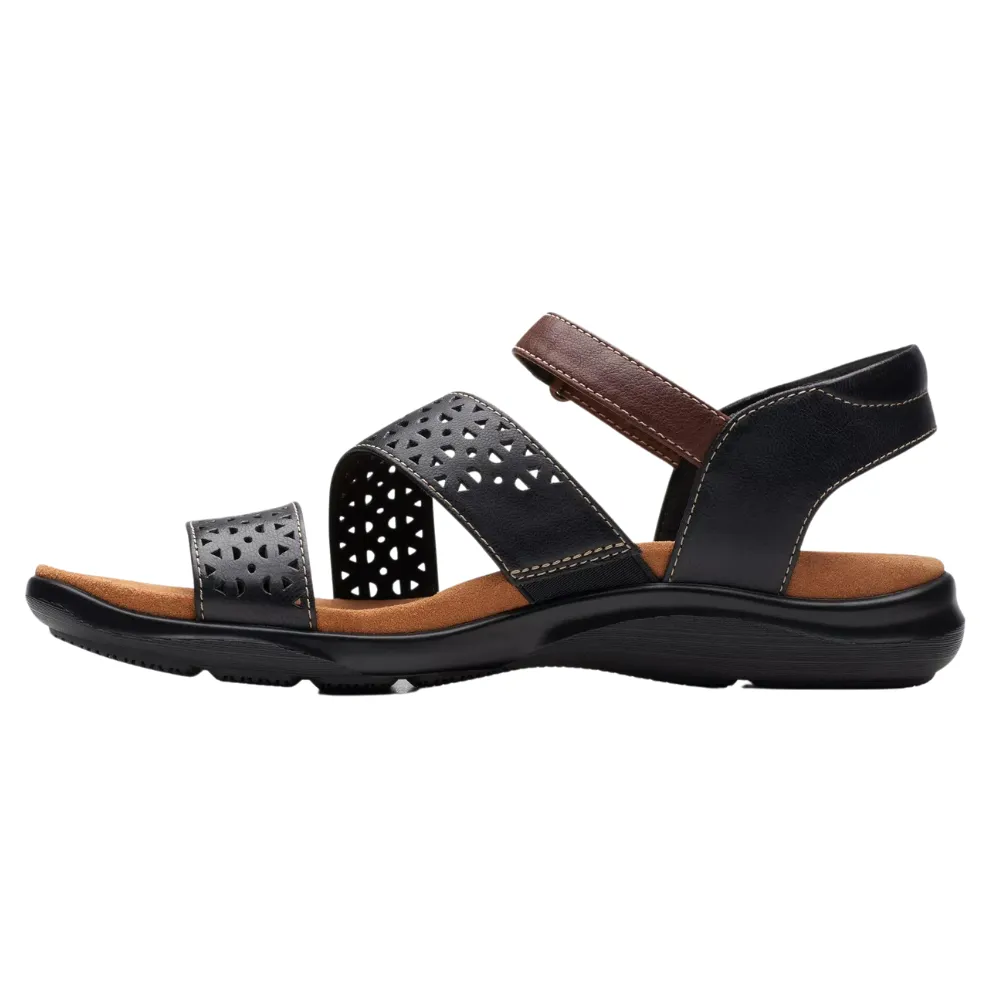 Clarks Kitly Way Black Leather Sandal (Women's)