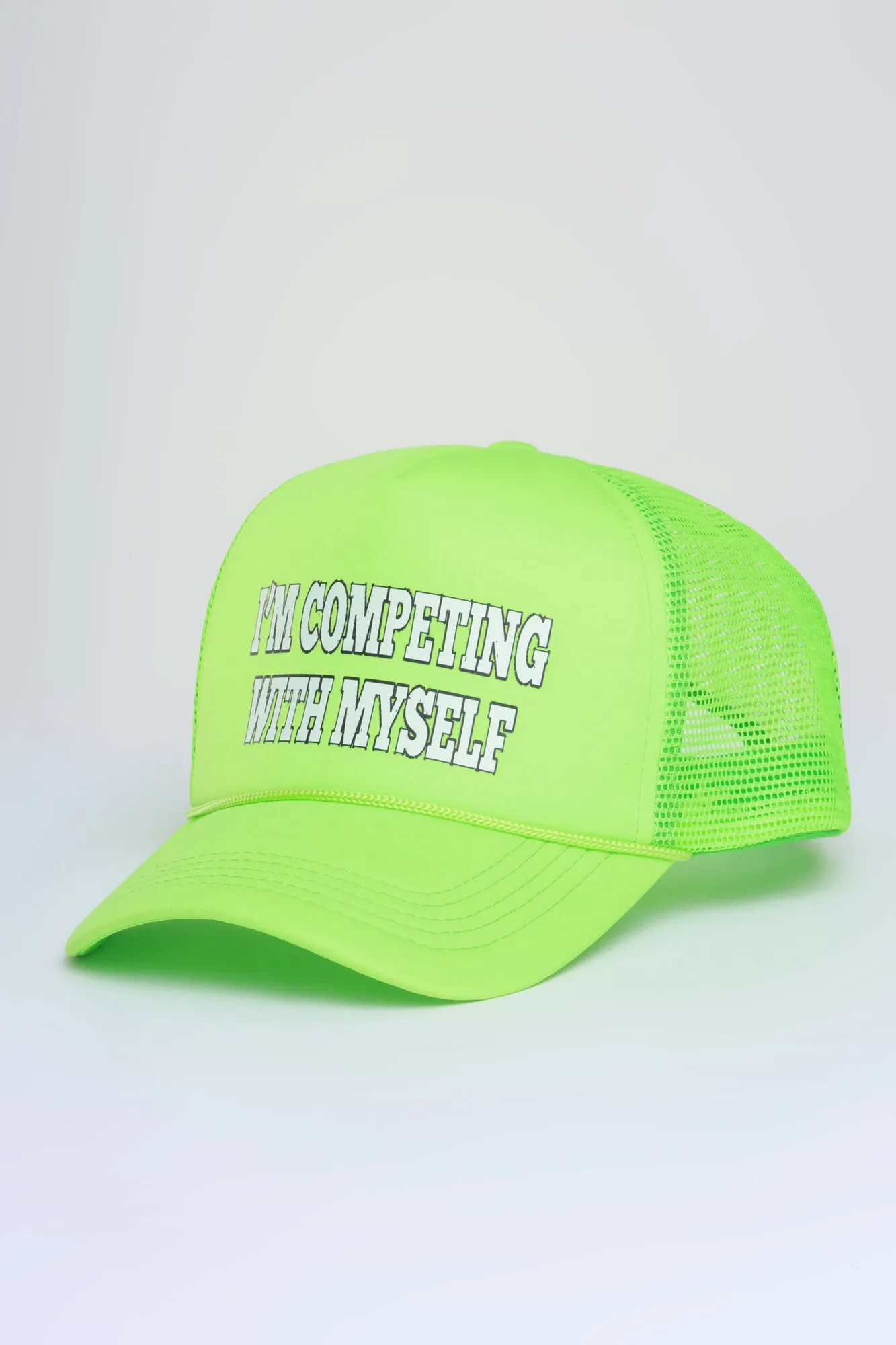 Compete With Me Graphic Trucker Hat - Neon Green