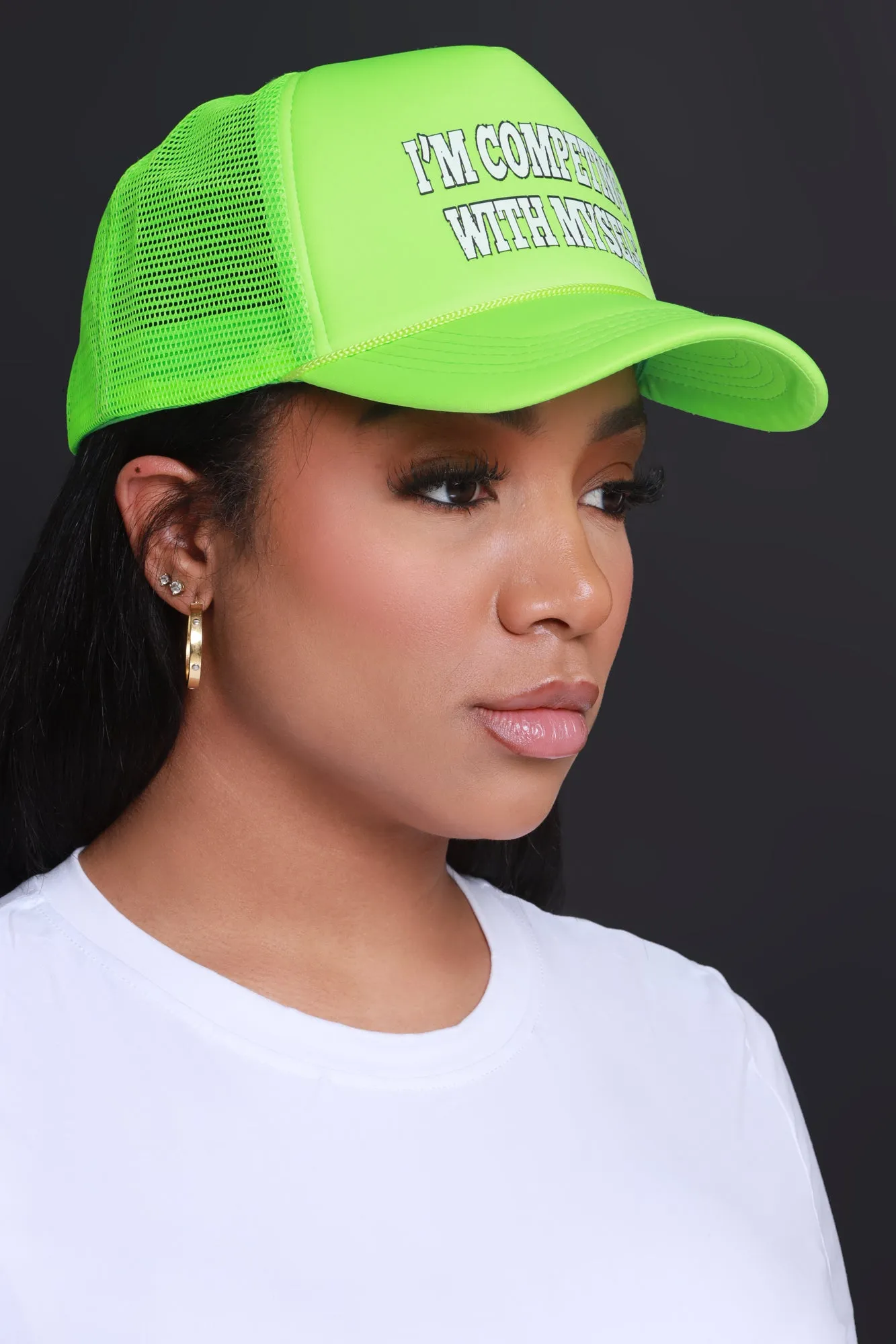 Compete With Me Graphic Trucker Hat - Neon Green