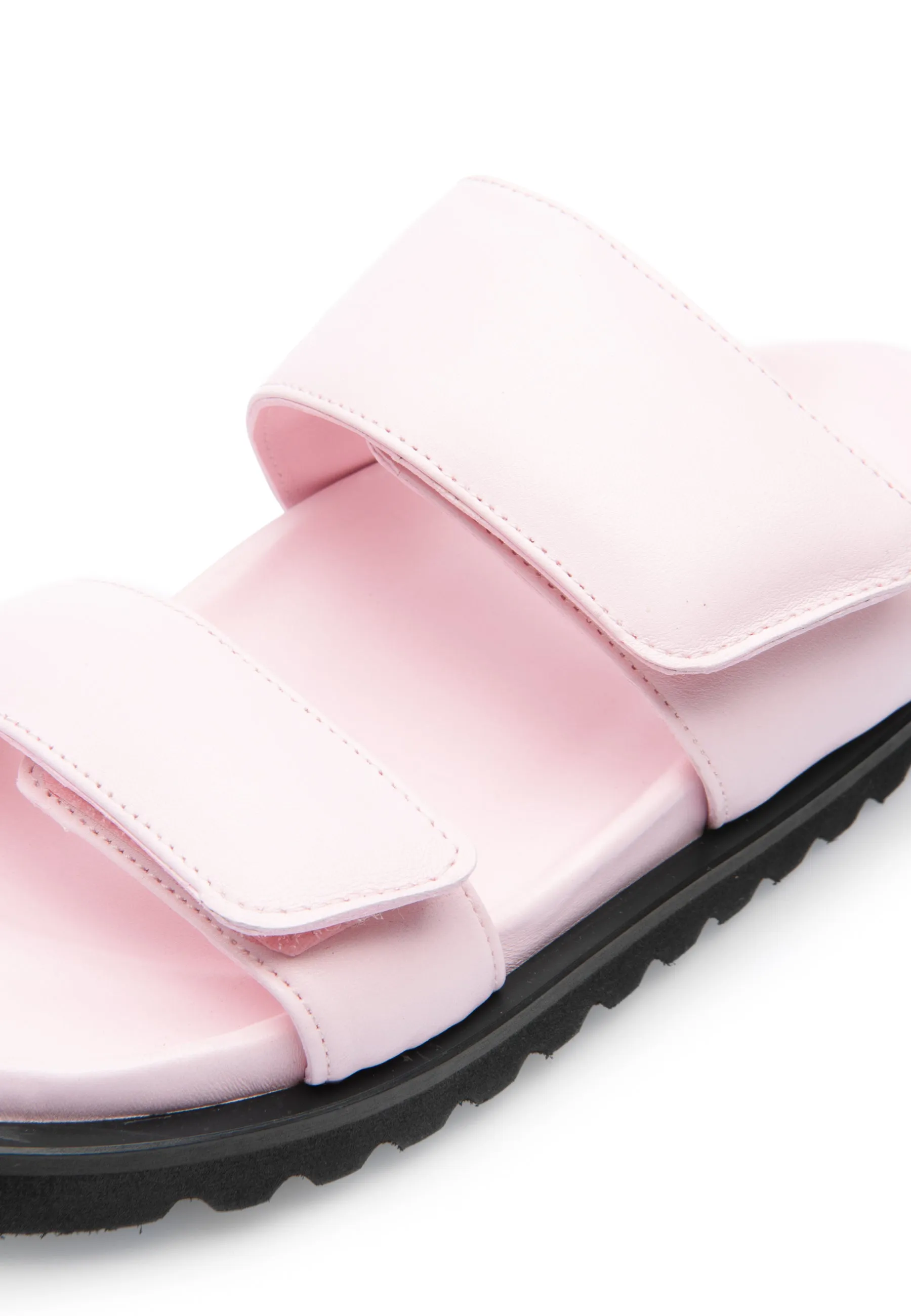 Corine Pink Leather Puffy Sandals