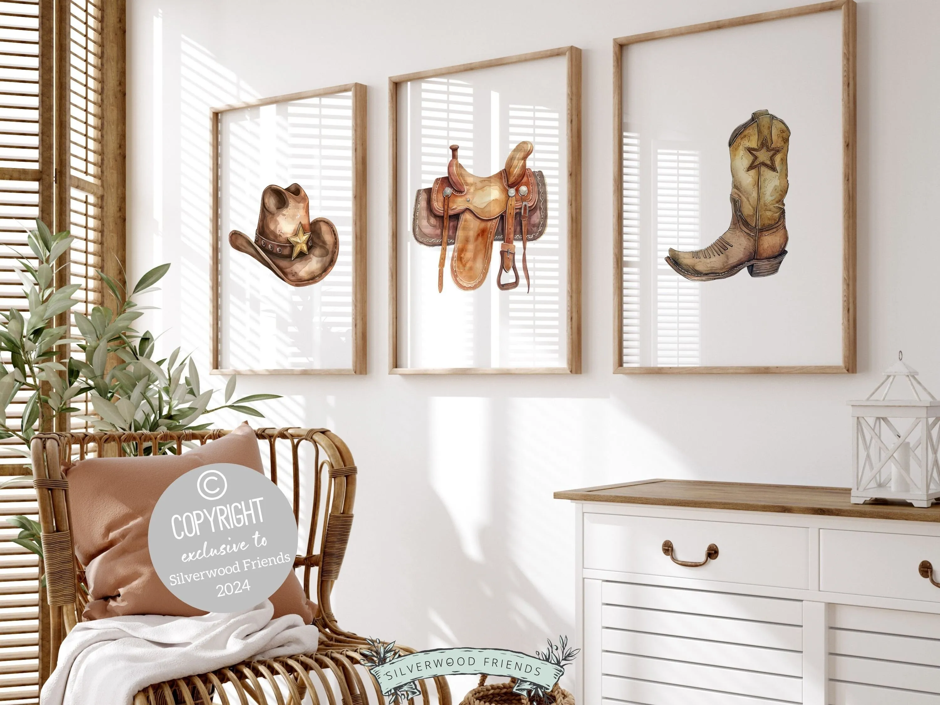 Cowboy Nursery Prints - Hot, Saddle, Boots