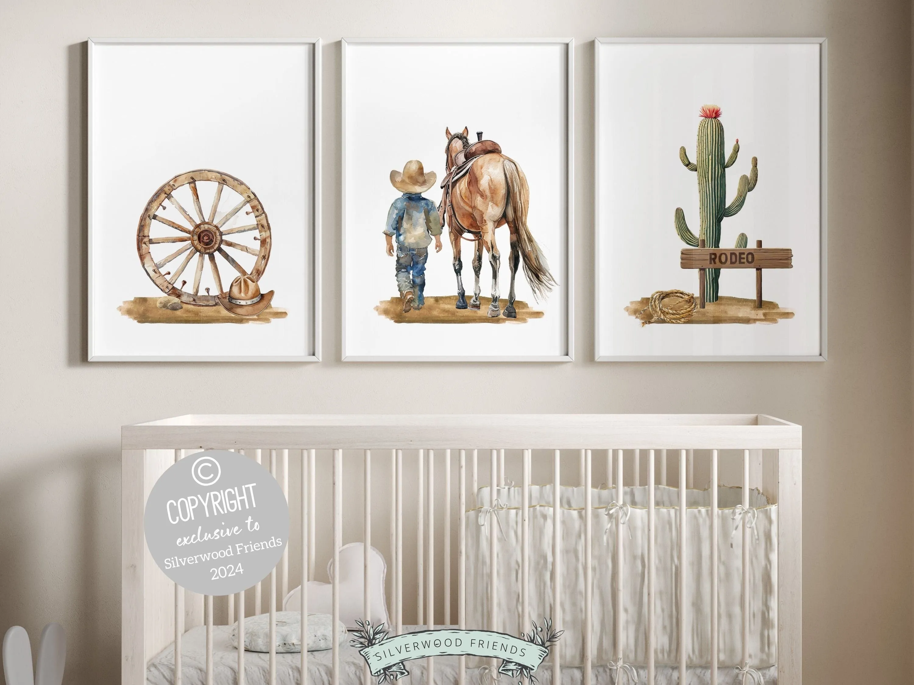 Cowboy Nursery Prints - Set 2