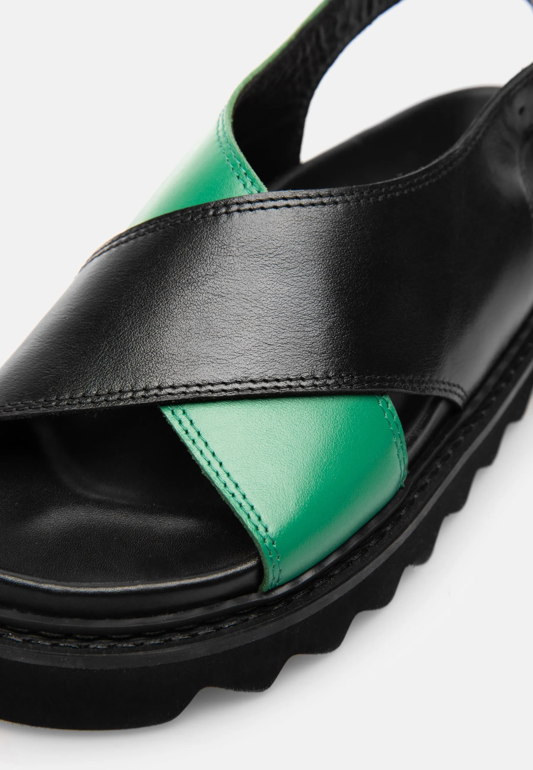 Diana Black Green Leather Chunky Sandals