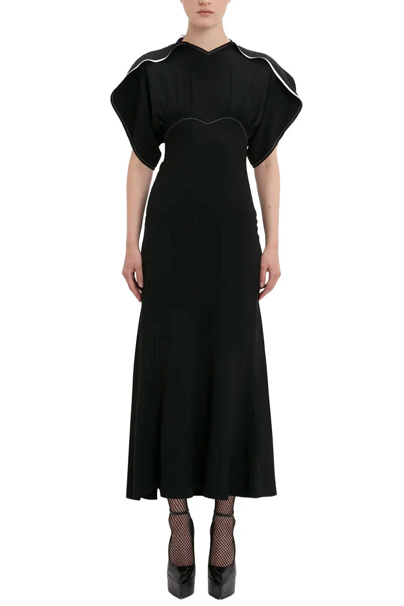 Drape Sleeve Midi Dress