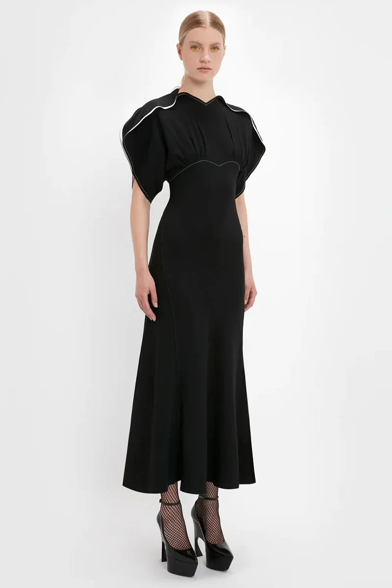 Drape Sleeve Midi Dress