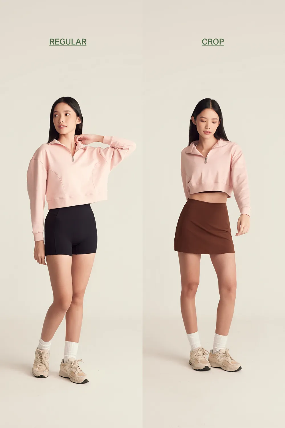 Effortless Half Zip (Crop) in Dusty Rose