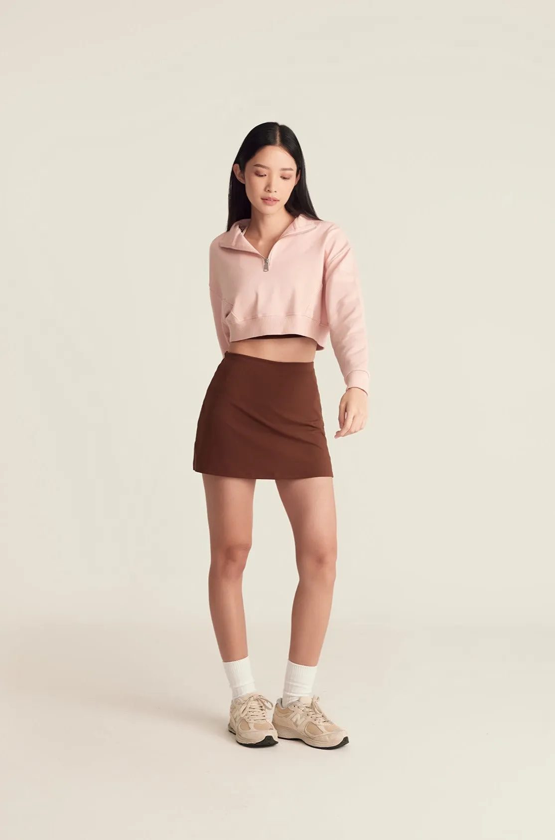 Effortless Half Zip (Crop) in Dusty Rose