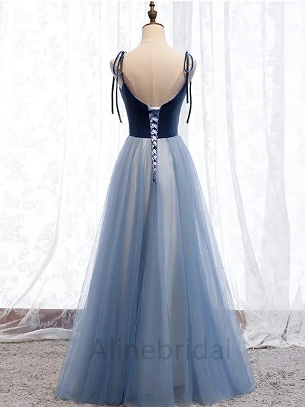 Elegant Square Sleeveless A-line Floor length Prom Dress, PD3700