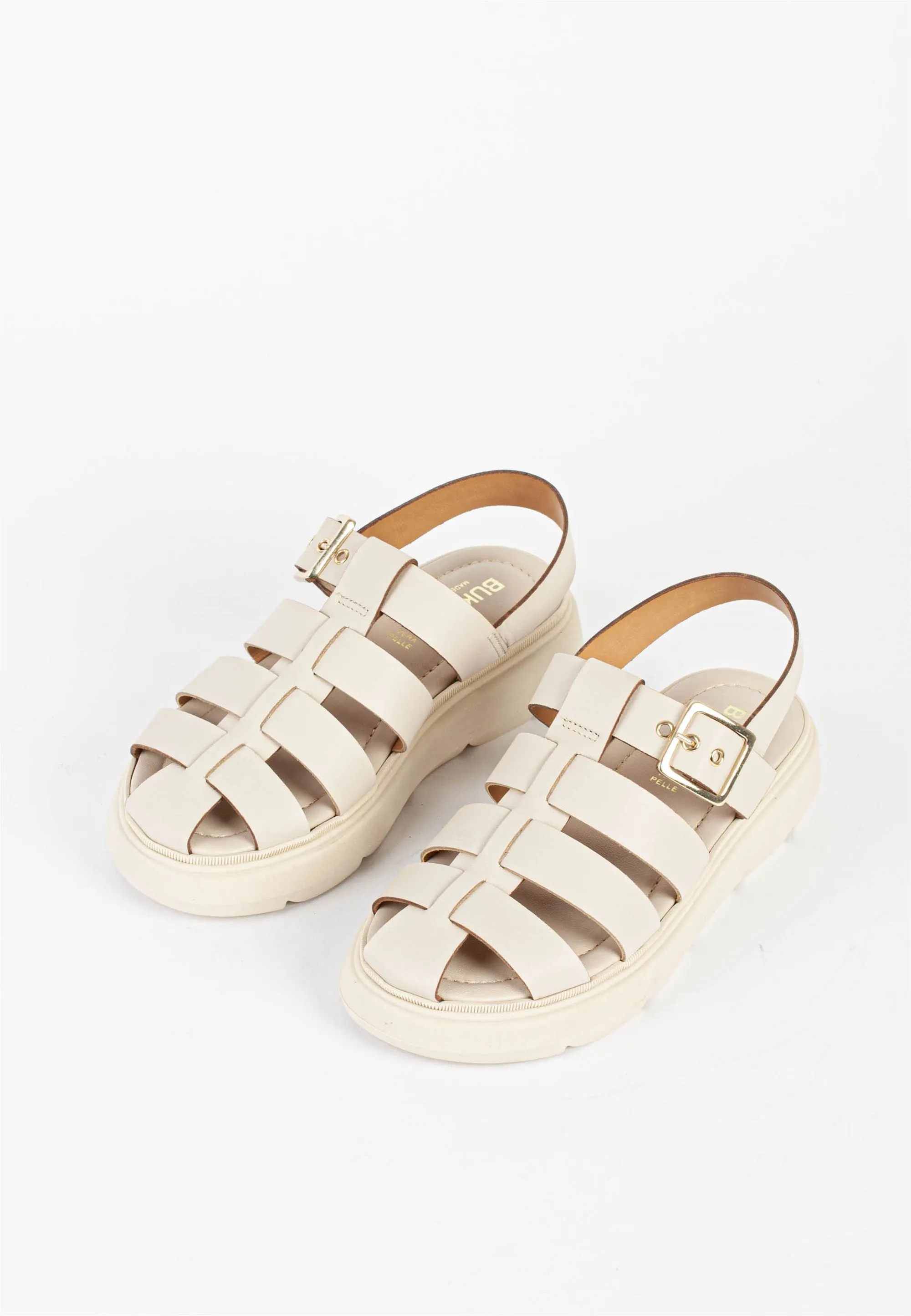 Elisa Beige Leather Chunky Sandals