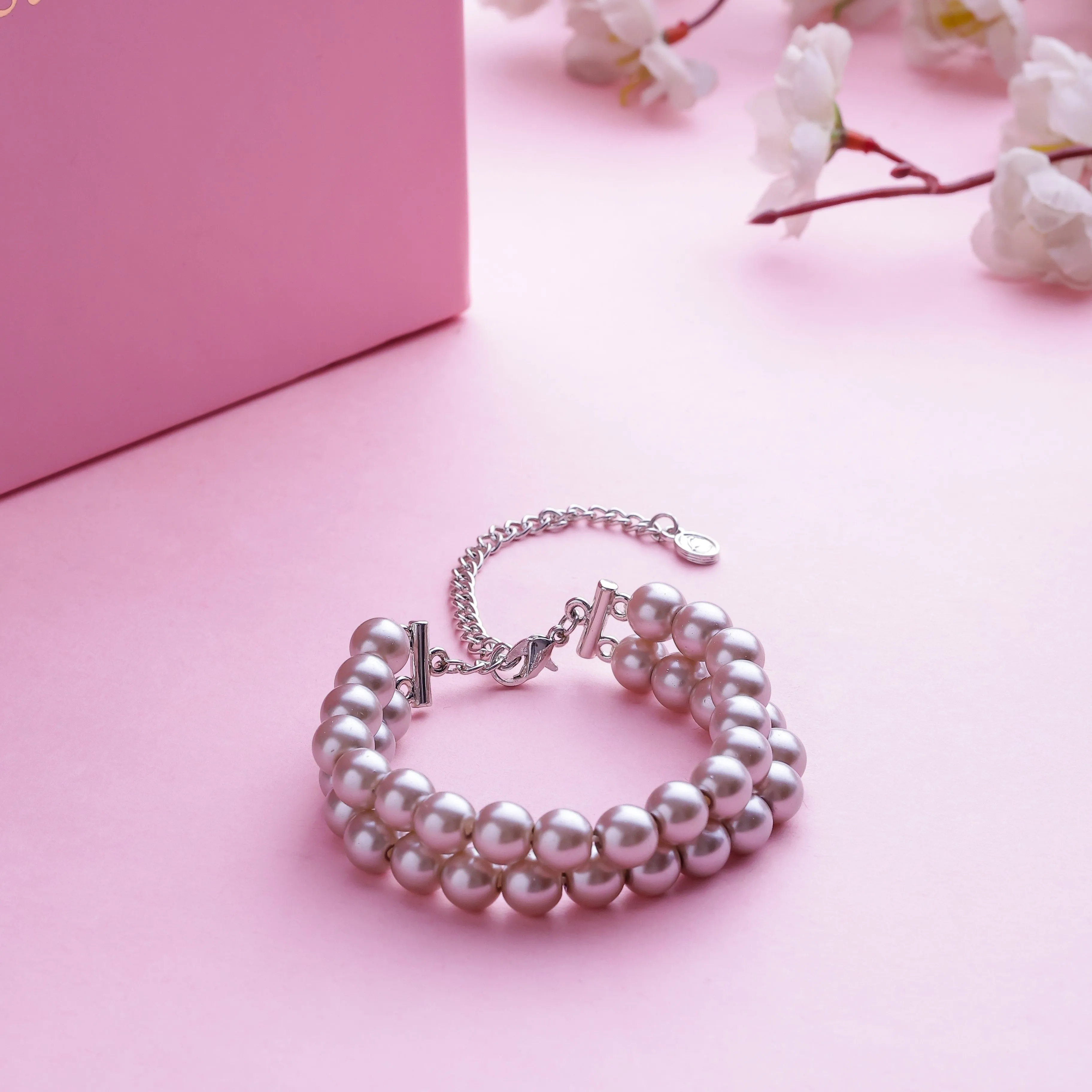 Estele - Purple Pearl Double Line Bracelet