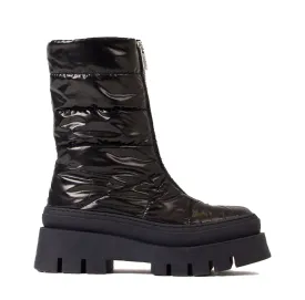 Evi-Ann Front Zip Black Chunky Boots