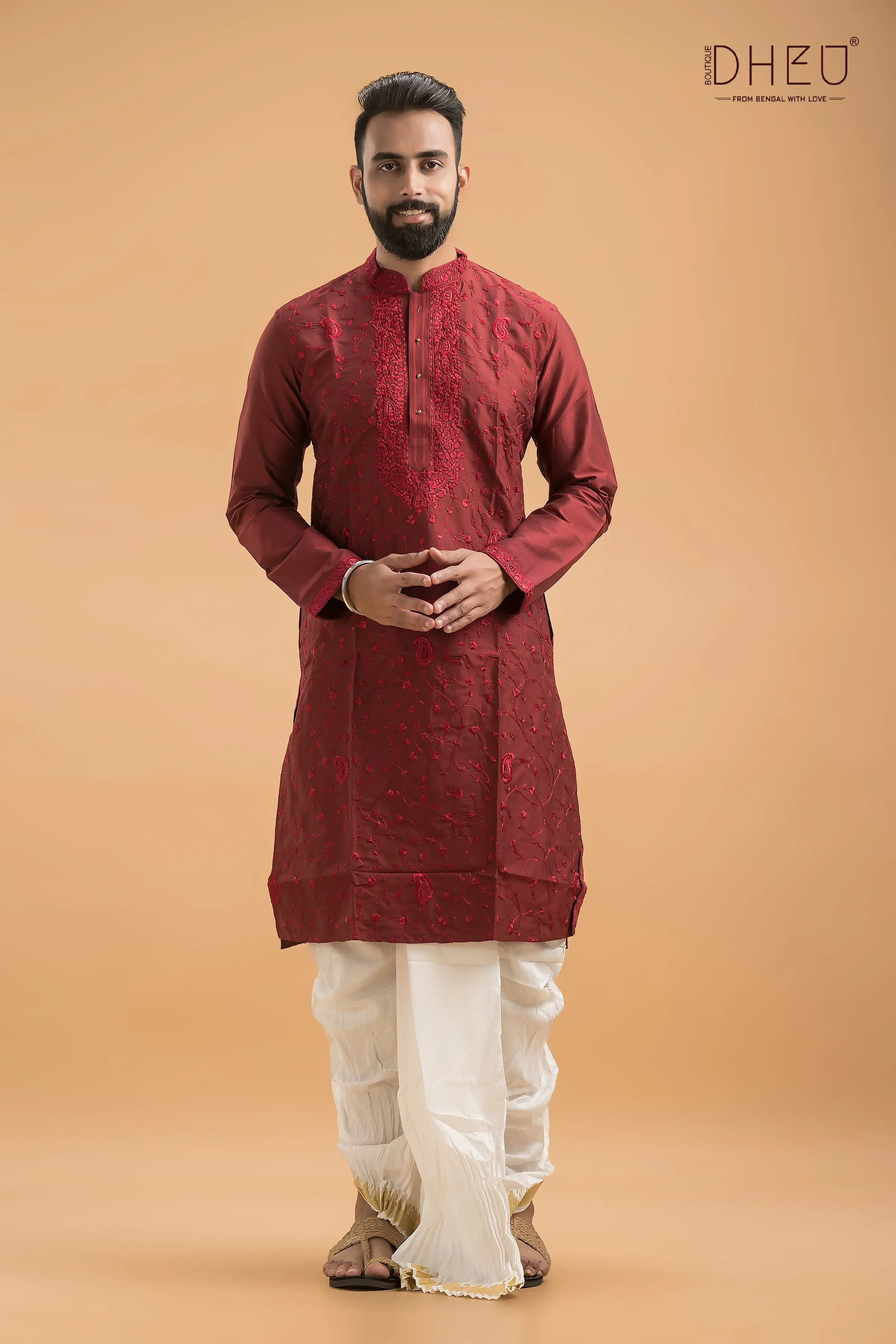 Exclusive Katan Silk Kurta & Dhoti(Optional) Set