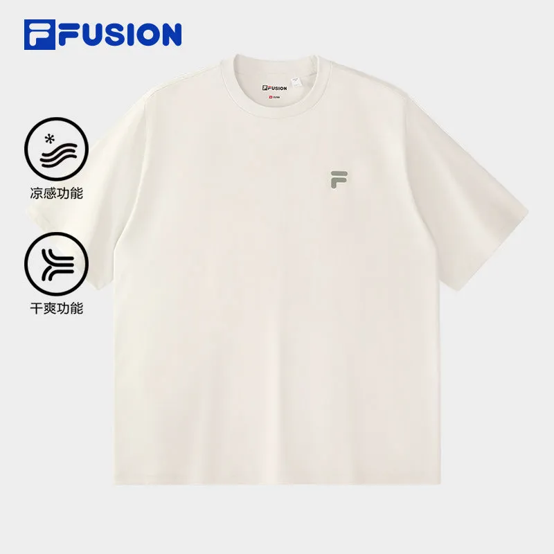 FILA FUSION INLINE URBAN TECH Men Short Sleeve T-shirt (White / Light Khaki)