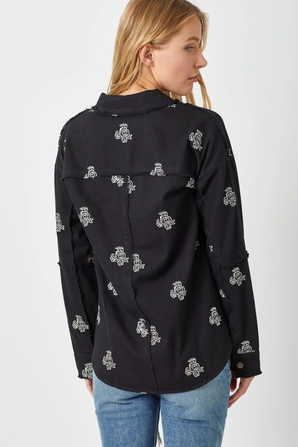 Flower Embroidered Shacket