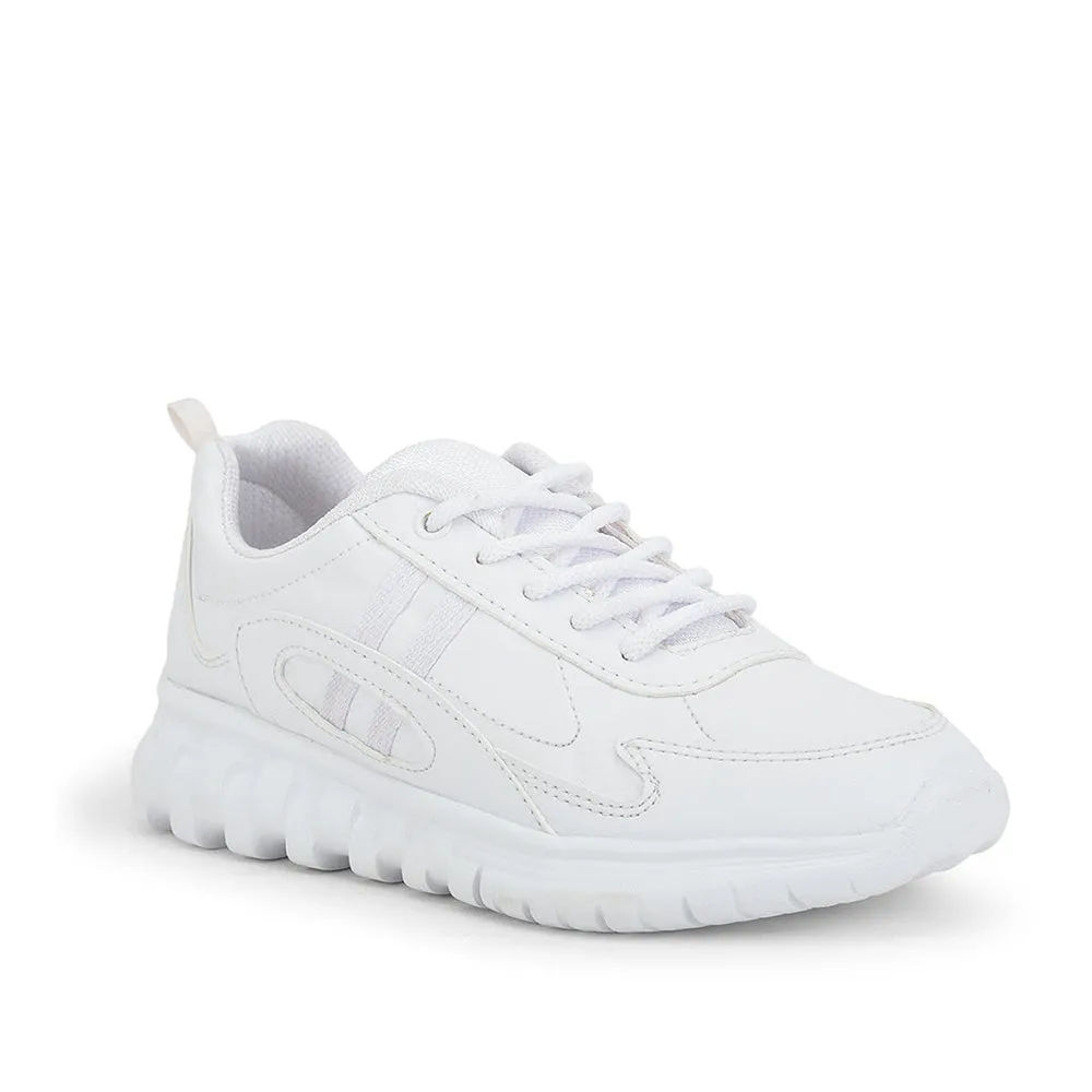 Force 10 Lacing White Uniform School Shoes For Kids 9906-02T By Liberty