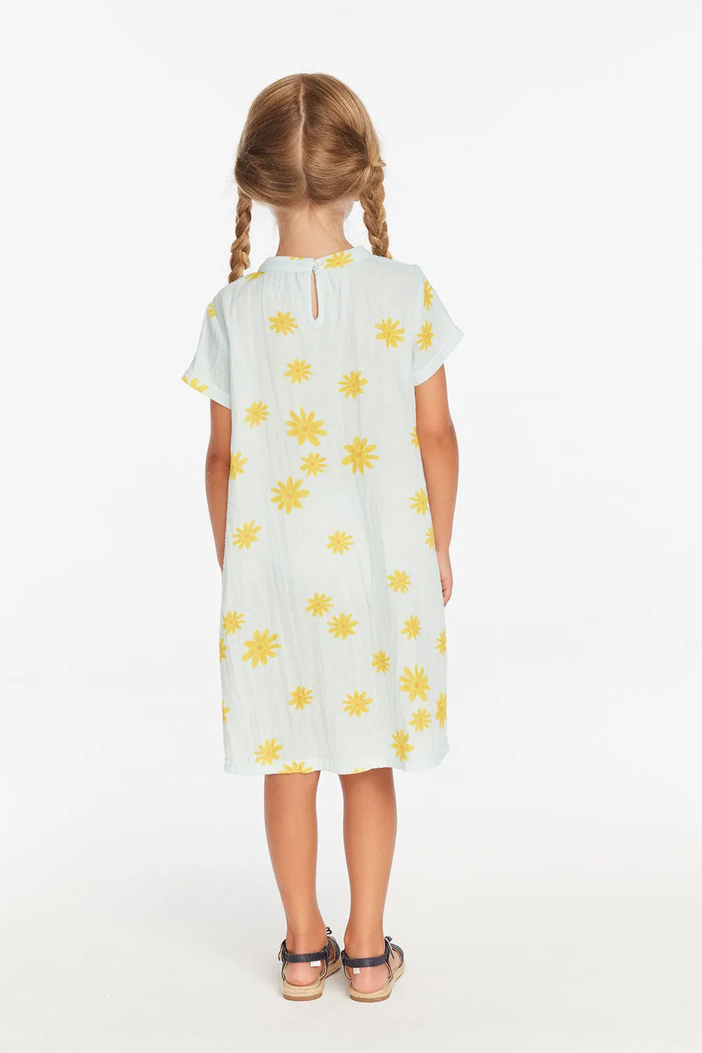 Girls Powder Blue Daisy Tee Shirt Dress