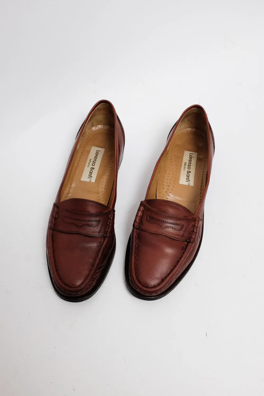 ITALY 40 1/2 BROWN VINTAGE LEATHER SLIPPER