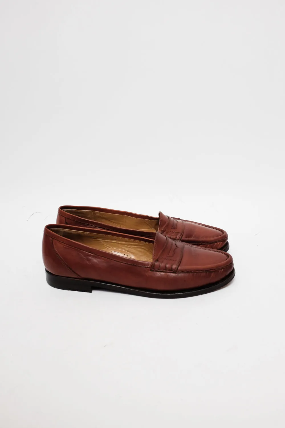 ITALY 40 1/2 BROWN VINTAGE LEATHER SLIPPER