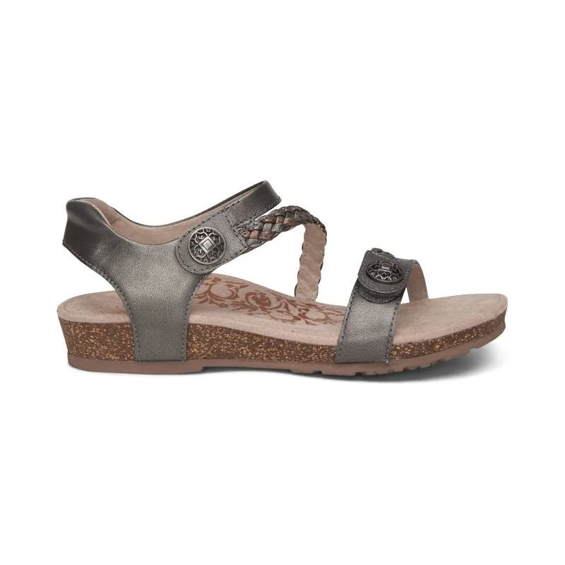 Jillian Braided Quarter Strap Sandal Gunmetal