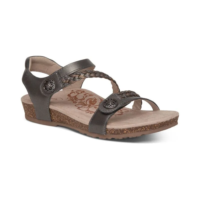 Jillian Braided Quarter Strap Sandal Gunmetal