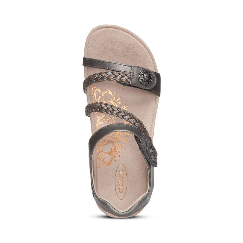 Jillian Braided Quarter Strap Sandal Gunmetal